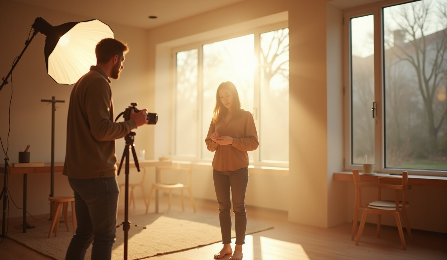 A workshop in a warm, light-filled studio
